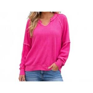 NEW ANDREE BY UNIT women's wild bloom waffle top in hot pink